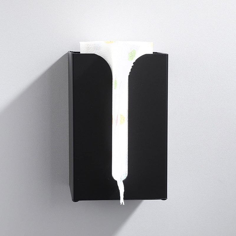 HAOHIZE Tissue Box Holder, Black Aluminum Tissue Dispenser Wall Mounted