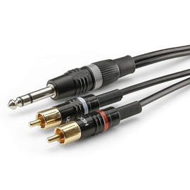 Hicon HBP-6SC2-0150 Jack/RCA Audio Connection Cable [2x RCA Male to 1x Jack Plug 6.3 mm