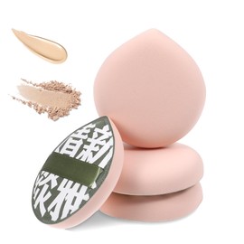 4 Pcs Korean Makeup Sponge Puff for Foundation Concealer and Powder Teardrop Setting Powder Puff Makeup Cushion Puff Foundation Sponge Blender Sponge for Liquid, Cream, and Powder (Large Size) - B