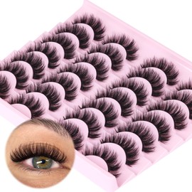 Natural Lashes Mink Fluffy False Eyelashes Wispy Strip Fake Eyelashes Full Volume False Eye Lashes Pack Short Thick Lashes that Look Like Extensions 14 Pairs ALICROWN