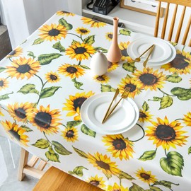 FHDUSRYO Fower Tablecloth, Classic Floral Table Cloth, Polyester Water Resistant Spill Proof Flowers Table Cloth for Parties Daily Dining (140 x 240 cm)