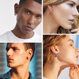 Stainless Steel Mens Thick Small Hoop Earrings Gothic Skull Hoops Male Cool Earrings