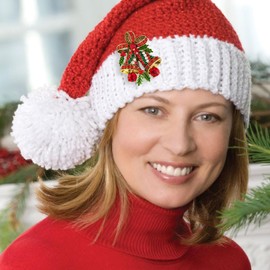 FERVENT LOVE Vintage Christmas Bowknot Double Bells Brooch with Green Leaves and Colorful Rhinestones for Women