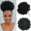 HYNRCAKZYL Afro Puff Drawstring Ponytail Black Kinky Curly Synthetic Ponytail Hair Afro Bun Ponytail Hairpieces Clip in Hair Extensions for Black Women 2# Black Brown 7 Inch Large