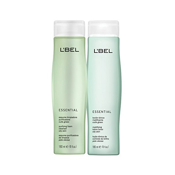 L'bel Essential Oil Skin 2-piece Skincare Gift Set: Essential Purifying Foam Cleanser Oily Skin, 180 ml/ 6 fl oz. & Essential Mattifying Lotion Toner Oily Skin, 180/6 fl oz.