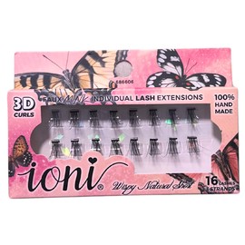 Ioni Cosmetics Faux Mink Individual Lash Extensons 3-STRAND Natural-Short, Black