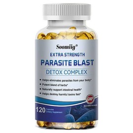 Parasite detox - Intestinal health supplement Digestive health Intestinal cleansing and detoxification Relieves bloating and gas immunity, 120 capsules, 120 tablets, 1 piece / 기생충 해독 - 장 건강 보조식품 소화기 건강 장 정화 및 해독 복부팽만감 및 가스 면역 완화, 120캡슐, 120정, 1개