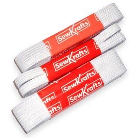 SewKrafts Knit Elastic - 3 Pack - 1/4" x 90", 1/2" x 45" and 3/4" x 36", Elastic for Sewing, White Elastic Bands for DIY Projects, Used on Waistbands, Sleeves, Necklines, Skirts, Swimwear, Leg Bands