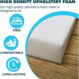 FOAMMA 3" x 16" x 24" High Density Upholstery Foam, Chair Cushion Square Foam for Dining Chairs, Wheelchair Seat Cushion Replacement