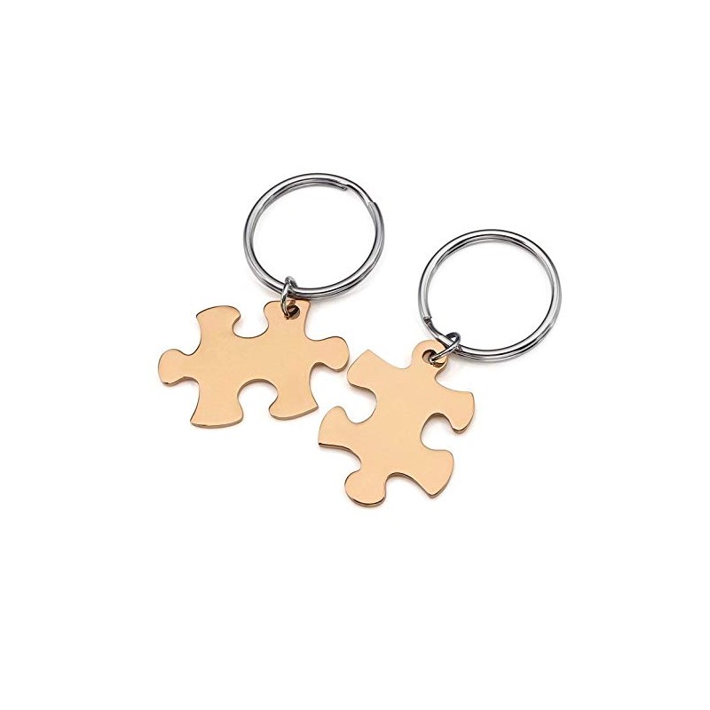 Puzzle Partner Keyring with Engraving of Your Desired Set of