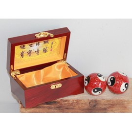 AAF Nommel®, Qi Gong Meditation Relaxation Balls Set No. 006 Ying Yang in Red Wooden Box