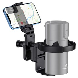 WixGear Stroller Cup Holder with Phone Stand Holder, 2-in-1 Universal Cup Phone Holder for Stroller, Wheelchair, Walker, with New Phone Stand (Newer Version)