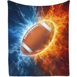 KAFFUL Football Gifts Blankets, Cool Fire and Ice Football Blankets for Adults/Kids, Unique Football Gifts for Boys Men, Football Team Gifts, Football Coach Gifts, Football Player Gifts,60"x50"