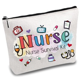 CREATCABIN Nurses Bag, Survival Kit Bag, Nurses, Polycotton, Cosmetic Multi-Purpose Bag, Make-Up, Pens, with Zip, Travel Bag Canvas for Students, Practitioners, 18 x 25 cm, Nurse