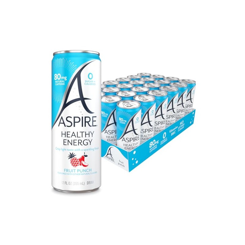 ASPIRE® Fruit Punch, Healthy Energy Drink 80mg Natural Caffeine, Zero