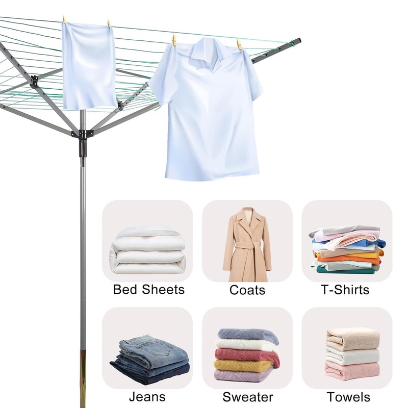 ISXACFF Umbrella Drying Rack Outdoor Umbrella Clothesline Rotary Retractable Clothes