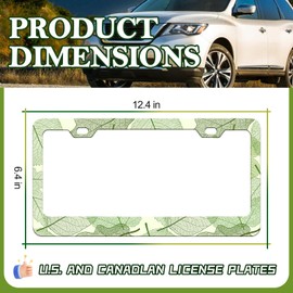 Leaf License Plate Frame - 2PCS Green Leaves Aluminum Metal License Plate Holder, Rust-Proof Waterproof Car Decorative Tag Frames for Standard Us 12x6 Inch