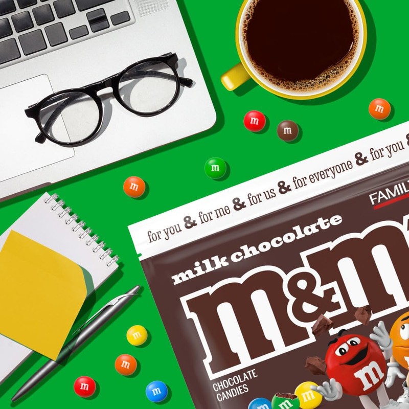 M&M'S Milk Chocolate Candy, Family Size, 18 oz Resealable Bulk