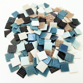 Azulejos de mosaico de cuarzo de 1.1 libras, piezas de mosaico multicolor de 3/4" para hacer mosaicos de bricolaje, manualidades, pasatiempos, artes, decoración de pared del hogar (mezcla blanco negro
