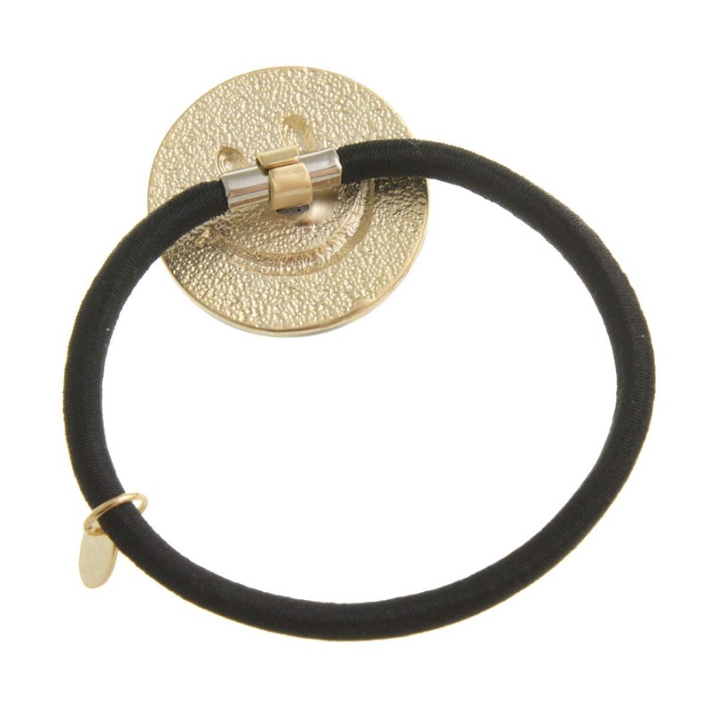 Vingtaine H7212-IV-HGOM Tortoise Shell Style Smile Motif Hair Elastic Hair