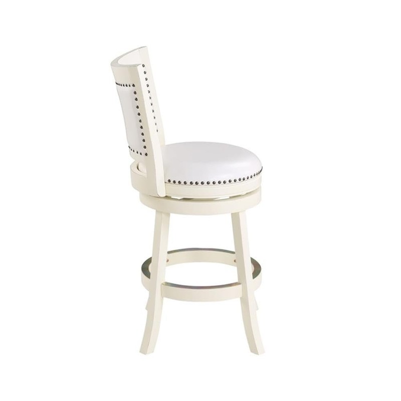 Boraam Bristol Swivel Stool-Distressed White, 24" Counter Height