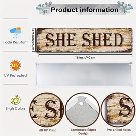 Retro Look Metal She Shed Garden Sign - Funny Wall Decor for Home, Kitchen, Farmhouse - Best Gift for Friends
