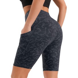 Persit Women's Short Leggings, Opaque Cycling Shorts with Pockets - Grey silk ribbon, size: xxl