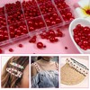 TOAOB 1400pcs Pearl Beads Red Round Loose Imitation Pearls Acrylic