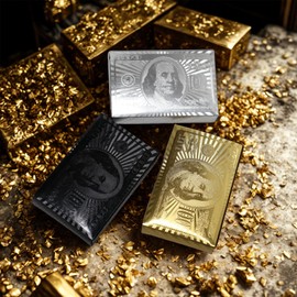 Kikbioee 3 Decks Luxury Playing Cards Set, 3 Colors Cool Games Gifts for Adults Family Party and Game (Gold Silver Black) Premium Poker Deck