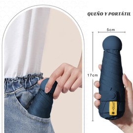 MXCOCO Paraguas de Bolsillo para Lluvia y Sol, Mini Sombrilla Plegable con Protección UV, Resistente al Viento y Lluvia, Ligero y Portátil con Estuche para Llevarlo Diario en Bolsa o Mochila