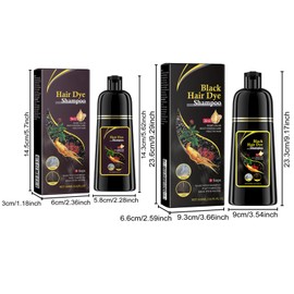 Dyceittdia 2 x Hair Dye Shampoo, Shampoo for Coloured Hair, Smoothing Shampoo, Hair Dye Shampoo 3-in-1, Cleansing & Repairing Shampoo, 2 x 100 ml, Black and Brown, Hair2