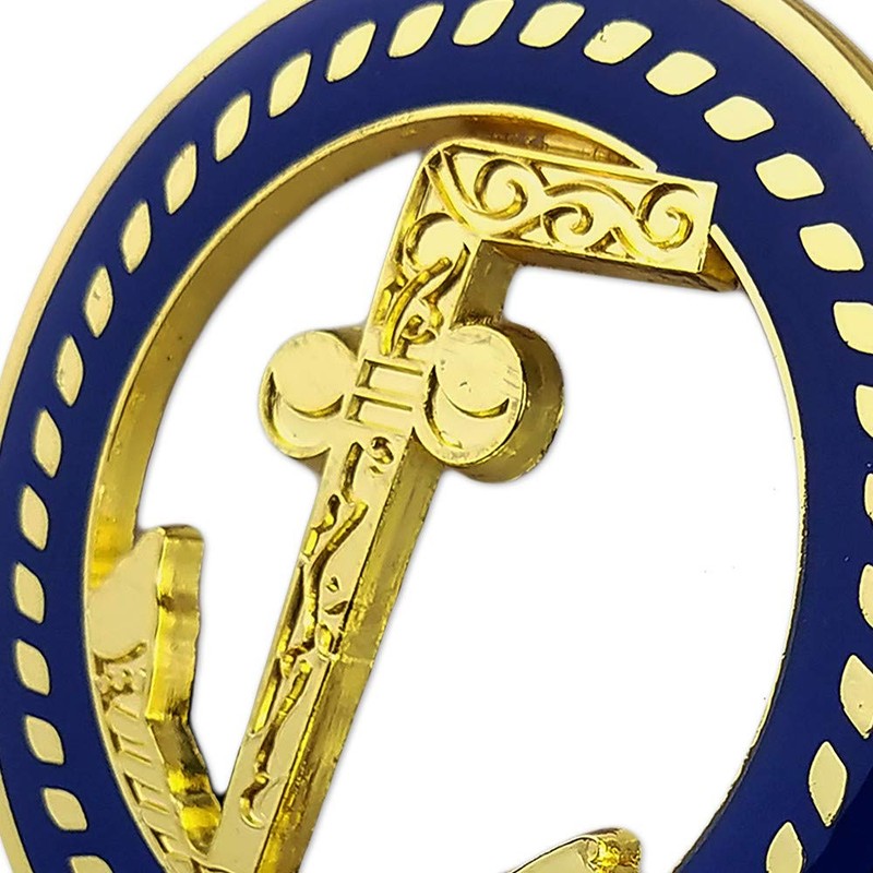 Tubal Cain Masonic Auto Emblem Car Decal Blue & Gold