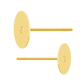 Adabele 100pcs Hypoallergenic Earring Posts 14k Gold Plated Brass Stud Earrings 3mm Small Flat Board Glue On Setting with Earnut Back CF222-3