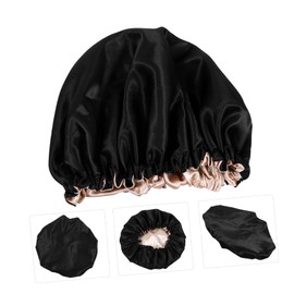 Outanaya Double Layer Adjustable Shower Cap for Women Hair Loss Bathing Bonnet Satin Sleep Cap Elastic Band for Spa and Home Use