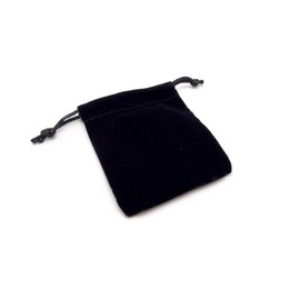 (SAJ) Velour Drawstring Bag Pouch Gift Wrapping Black (9cm x 7cm) (1 piece)