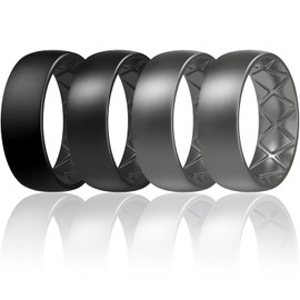Egnaro Silicone Ring Men, Inner Arc Ergonomic Breathable Design Mens Rubber Wedding Band, 7 Rings / 4 Rings / 1 Ring Engagement Bands Promise Anniversary Rings, Suitable for Sports, Workout, Gym
