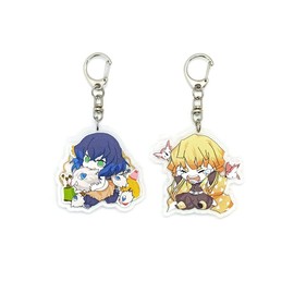 EBTY DREAMS Inc. - Set of 2 Demon Slaye DS Acrylic Keychain Zenitsu Agatsuma, Inosuke Hashibira v6