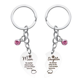 CGBOOM Mother Daughter Heart Matching Keyring Set Keychain Gifts For Mum Mothers Day Christmas Birthday Presents From Daughter (2 Pcs)