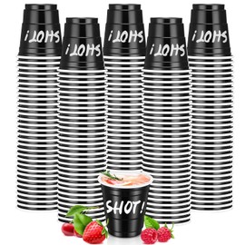 200 Pieces Disposable Shot Glasses 2 oz Shot Cups Plastic Party Favor Cups for Birthday Bachelorette Holiday Party Drinking Serving Snacks Samples Condiments and Tastings (Black)
