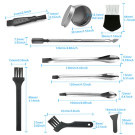 38 Pcs Pollen Scraper Set for Sander - Plastic Cleaning Brush, Pollen Scraper, Stainless Steel Spatula, Micro Shovel and Aluminium Tin Cans