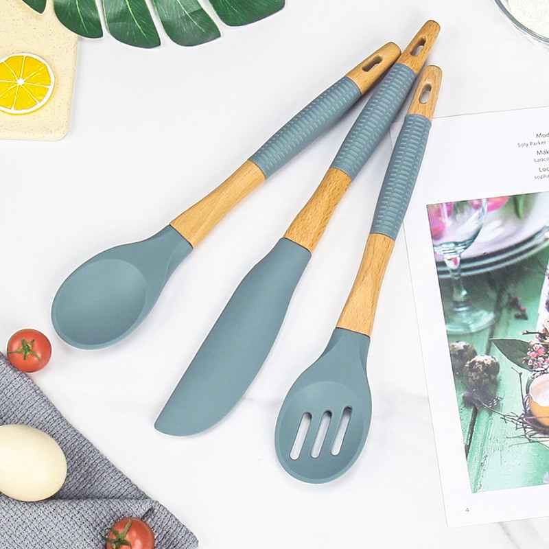 Silicone Cooking Utensils 6 Piece Silicone Utensil Set Durable Wooden