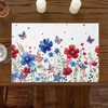 4th of July Placemats Red Blue Flowers Butterfly Place Mats