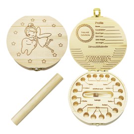KRYMSON 1 Wooden Milk Tooth Storage Souvenir Box, Wishing Bottle with Tweezers, Milk Tooth Storage, Collectable Memory Box, Suitable for Boys and Girls