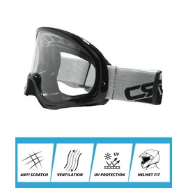 CRG Sports Motorcycle Goggle ATV Dirt Bike Off-Road Racing Anti-Fog UV Protection Adjustable Strap Motocross Goggles for Men,Women, Adults