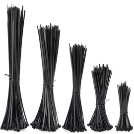 INTMALTE Cable Ties 500 Pack Plastic Zip Ties Heavy Duty Tie Wraps Self Locking Small Nylon Zip Tiesfor Home, Office, Garden, Assorted in Sizes 100mm, 150mm, 200mm, 250mm (Size1, Black)