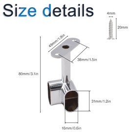 INCREWAY Corner Closet Rod Support Bracket, 2PCS 90 ° Heavy Duty Wardrobe Accessories Clothes Rail Flange Seat for Cabinet Wardrobe in Bedroom Bathroom, Silvery