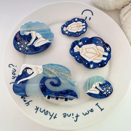 Hofar Mermaid Hair Claw Clips Blue for Women 1PC Acetate Hair Clip Hair Accessories Mermaid Costume (GIRL)