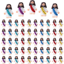 50 Pcs Mini Jesus Figures Bulk Tiny Jesus Figures Toys, Religious Party Favors, Sunday School, Baptism Gift, Easter Egg Stuffers (Multicolor)