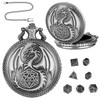 Qaestuan Mini DND Dice Set, with Steampunk Dragon Pocket Watch