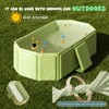 Collapsible Bathing Basin 29.5×17.7×9.8 in, Foldable Portable Tub with Drain